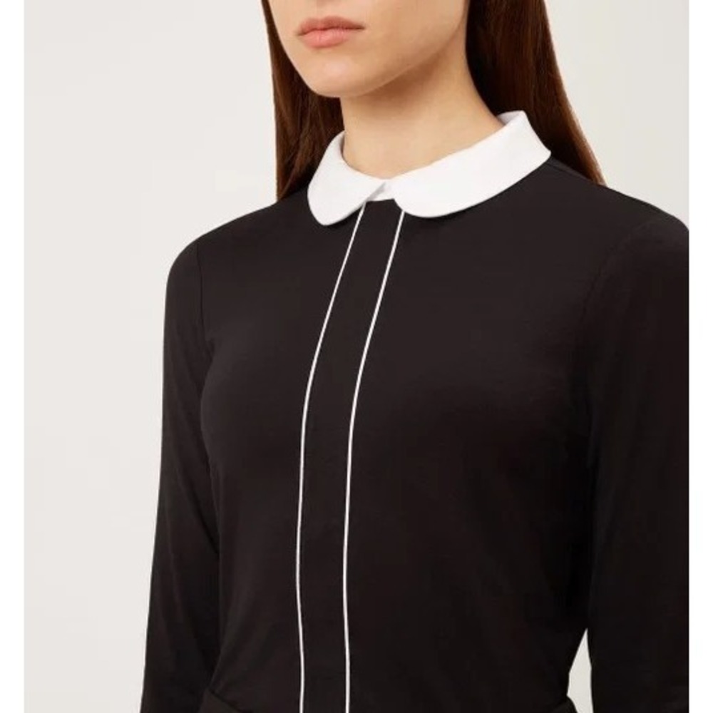 Hobbs London M Sasha Tipped Top Peter Pan Collar Tuxedo Style Black Gothic Retro